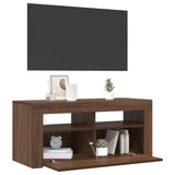 TV Cabinet with LED Lights Brown Oak 90x35x40 cm 822723