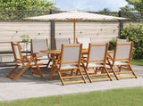 9 Piece Garden Dining Set Solid Wood Acacia and Textilene 3279285