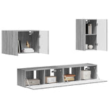 TV Wall Cabinet Set 4 pcs Grey Sonoma Engineered Wood 3408940
