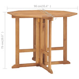 Outdoor Dining Set Natural Teak 5 Piece Folding Round 3059980