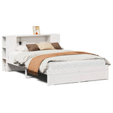 Bookcase Bed without Mattress White 140x200cm Solid Wood Pine 3322360
