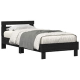 Bed Frame with LED Black Oak 90 x 200 cm Engineered Wood 863797