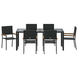 Garden Dining Set 7 pcs Black Poly Rattan 3365396