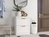 Two-Drawer Minimalistic Shoe Storage Cabinet, for 10 Shoes, White T3398P329448
