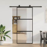Sliding Door with Hardware Set Black 90x205 cm Tempered Glass 3375818