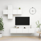 7 Piece TV Cabinet Set White Engineered Wood 3078707