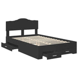 Bed Frame with Headboard Black 135 x 190 cm Engineered Wood 3413203