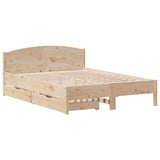 ZNTS Bed Frame without Mattress 135x190 cm Double Solid Wood Pine 3301836