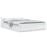 3103550 Bed Frame without Mattress with Drawers White 140x190 cm