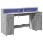 Desk with LED Lights Grey Sonoma 160x55x91 cm Engineered Wood 3309434