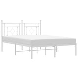 Metal Bed Frame without Mattress with Headboard White 140x190cm 374388