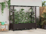 Raised Bed with Trellis and Roof Brown 162.5 x 40 x 142 cm PP 3423116