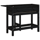 Garden Planter with Folding Tabletop Black Solid Wood Pine 825125
