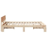 Bed Frame with Headboard Natural 140 x 190 cm Solid Pine Wood 872656