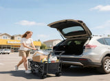 Folding Trolley Cart Storage Wagon Beach Trailer 4 Wheels with Handle Overhead Canopy Cart Push Pull T3398P348598
