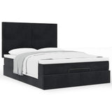 Ottoman Bed with Mattresses Black 140x190cm Velvet 3313399