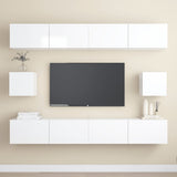 ZNTS 6 Piece TV Cabinet Set High Gloss White Engineered Wood 3079314