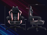 Cat Ear and Paw Reclining Office Chair, with Footrest - Black/Pink T3398P377434
