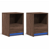 Bedside Cabinets with LED Lights 2 pcs Brown Oak Engineered Wood 852032
