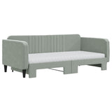 Daybed with Trundle and Mattresses Light Grey 90x190 cm Velvet 3197155
