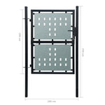 ZNTS Black Single Door Fence Gate 100 x 250 cm 141689
