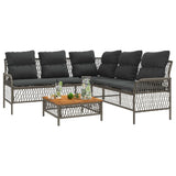 2 Piece Garden Sofa Set with Cushions Grey Poly Rattan 368734