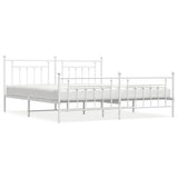 Bed Frame White Powder-Coated Steel 193 x 203 cm Industrial 353610