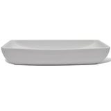 Bathroom Basin with Mixer Tap Ceramic Rectangular White 275493
