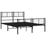 ZNTS Metal Bed Frame without Mattress with Footboard Black 150x200cm 372199