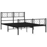 ZNTS Metal Bed Frame without Mattress with Footboard Black 150x200cm 372199