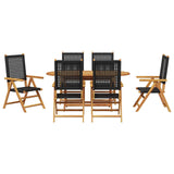 Garden Dining Set Folding 7 pcs Black Solid Acacia Wood 3375731