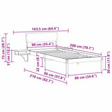 Bed Frame with Headboard Wax Brown 90 x 200 cm Solid Pine Wood 873465
