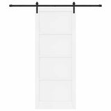 Sliding Door 93 x 232 cm Engineered Wood White and Black 3449991