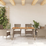 Garden Table Beige 150x90x75 cm Poly Rattan Acacia Wood 368127