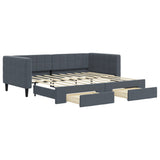 Daybed with Trundle&Drawers without Mattress Dark Grey 90x190 cm Single 3196786