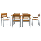 Garden Dining Set 7 pcs Grey and brown Solid acacia wood 3284344