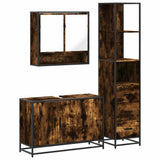 ZNTS 3 Piece Bathroom Furniture Set Smoked Oak Engineered Wood 3301162