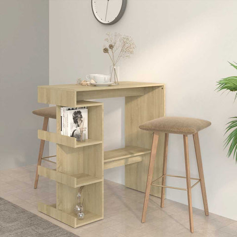 Bar Table with Storage Rack Sonoma Oak 100x50x101.5 cm Engineered Wood 809452