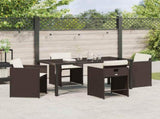 Garden Dining Set 5 pcs Brown Poly Rattan 3380699