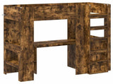 Loft Bed Frame with Desk Smoked Oak 75 x 190 cm Engineered Wood 3410431