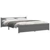 Bed Frame without Mattress Grey Solid Wood 135x190 cm Double Double 815021