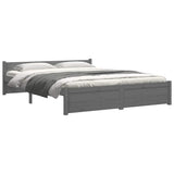 Bed Frame without Mattress Grey Solid Wood 135x190 cm Double Double 815021
