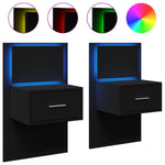 ZNTS Wall-mounted Bedside Cabinets with LED Lights 2 pcs Black 848160