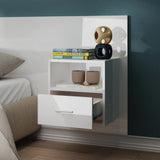 Wall-mounted Bedside Cabinet High Gloss White 811019