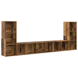TV Cabinet Set 4 pcs Old Wood 37 x 35 x 107 cm Engineered Wood 3393522