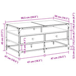 ZNTS Coffee Table with Glass Top Black 98.5x50x45 cm Steel 846044