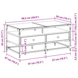 ZNTS Coffee Table with Glass Top Black 98.5x50x45 cm Steel 846044