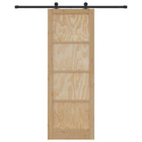 Sliding Door Natural and Black 83 x 232 cm Solid Pine Wood 3445463