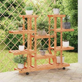 Flower Stand with Wheels 110x25x115 cm Solid Wood Fir 362860