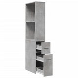 Narrow Bathroom Cupboard with Wheels Concrete Grey Engineered Wood 855298